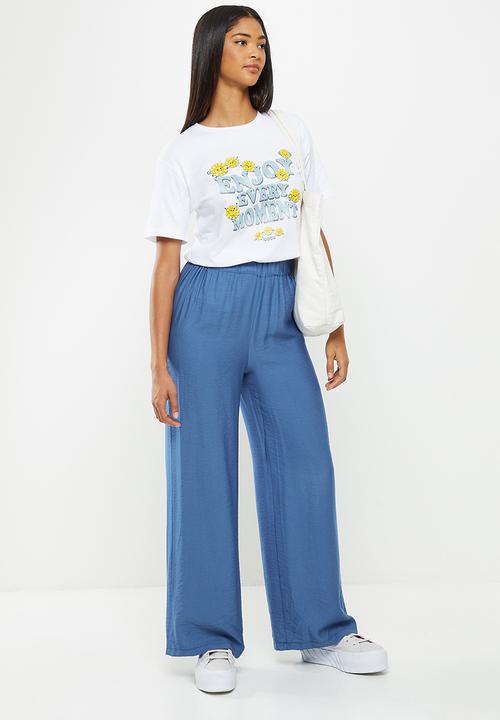 Koton - Medium rise flare trousers - blue