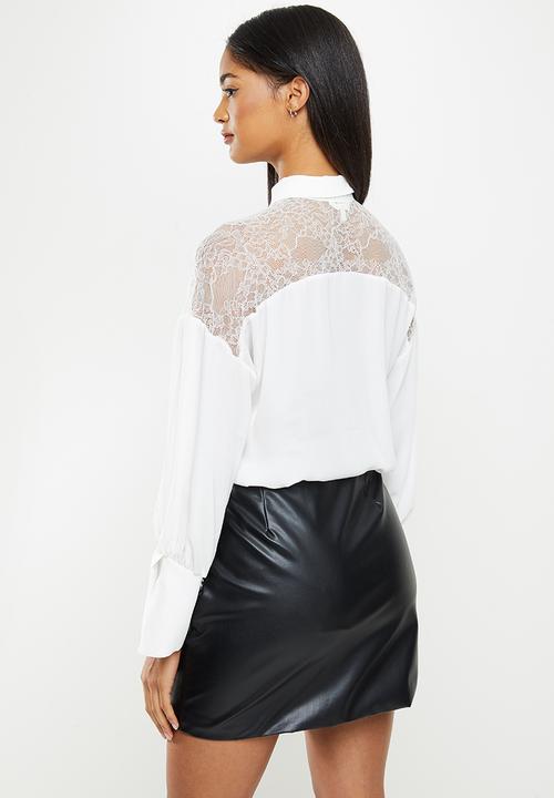 Koton - Long sleeve lace detailed shirt - ecru
