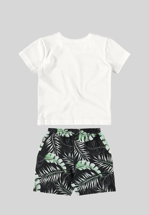 Bee Loop - Tee and sweat bermuda - white & black