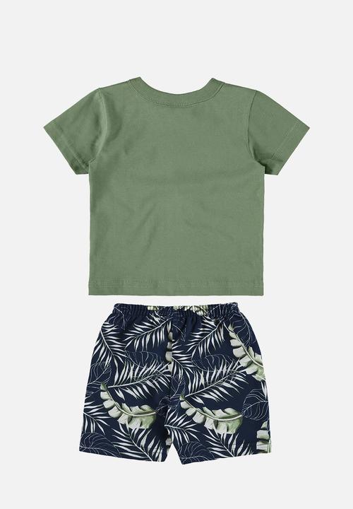 Bee Loop - Tee and sweat bermuda - green & black