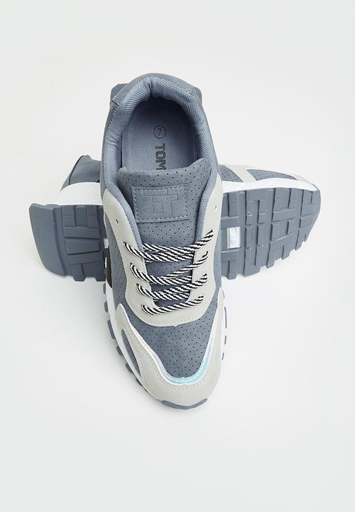 Tom Tom - Chunky mix panel sneaker - petrol blue & grey