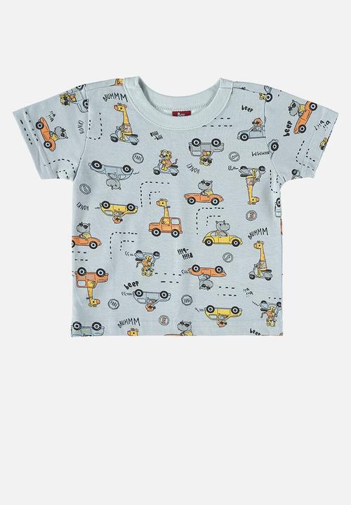 Bee Loop - Tee and sweat bermuda - light blue & black