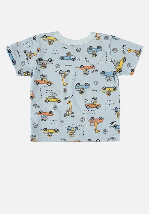 Bee Loop - Tee and sweat bermuda - light blue & black