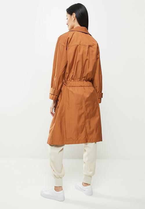 Koton - Relaxed fit button detail trench coat - cinnamon