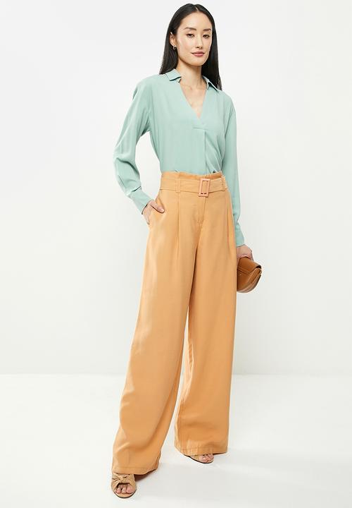 Koton - High rise pocket detailed trousers - camel