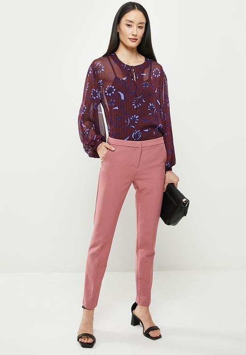 Koton - V neck long sleeve tulle detailed blouse - purple
