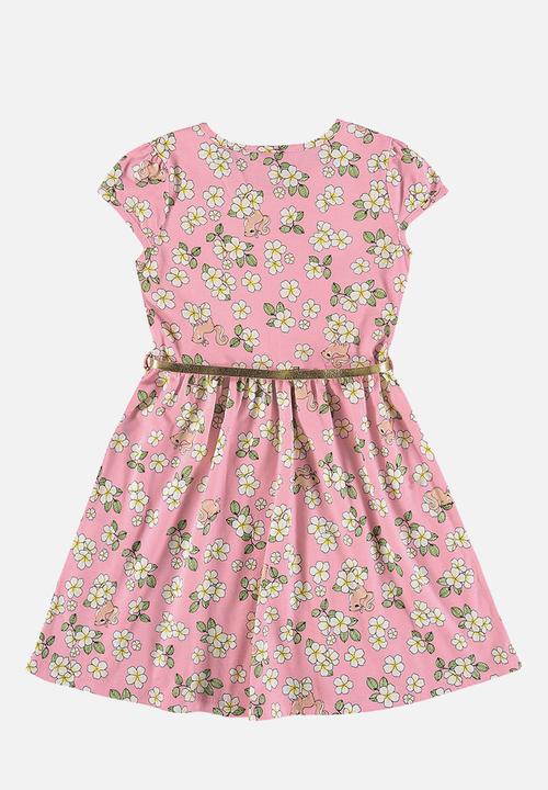 Bee Loop - Single jersey dress - pink & white