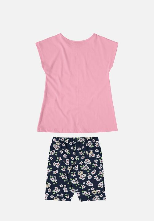 Bee Loop - Blouse and bermuda set - pink & navy