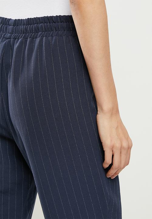 Koton - Medium rise striped tie waist trousers - navy