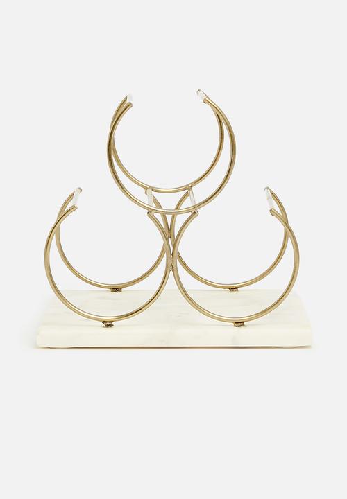 Sixth Floor - Statement Marble wine rack - gold & white