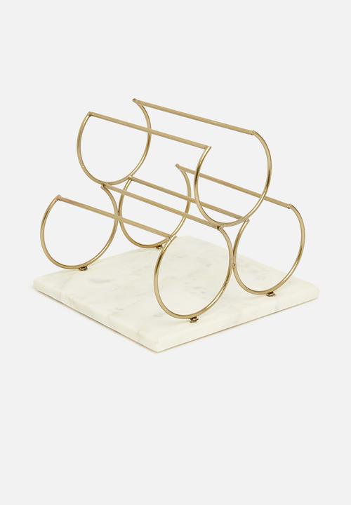 Sixth Floor - Statement Marble wine rack - gold & white