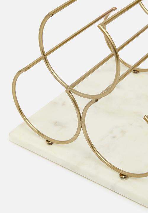 Sixth Floor - Statement Marble wine rack - gold & white