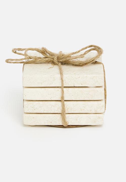 Sixth Floor - Travertine coaster set of 4 - stone
