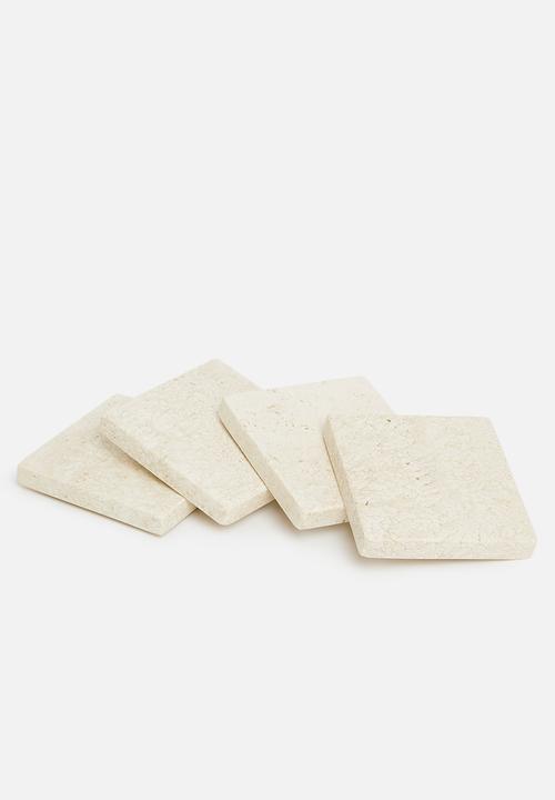 Sixth Floor - Travertine coaster set of 4 - stone
