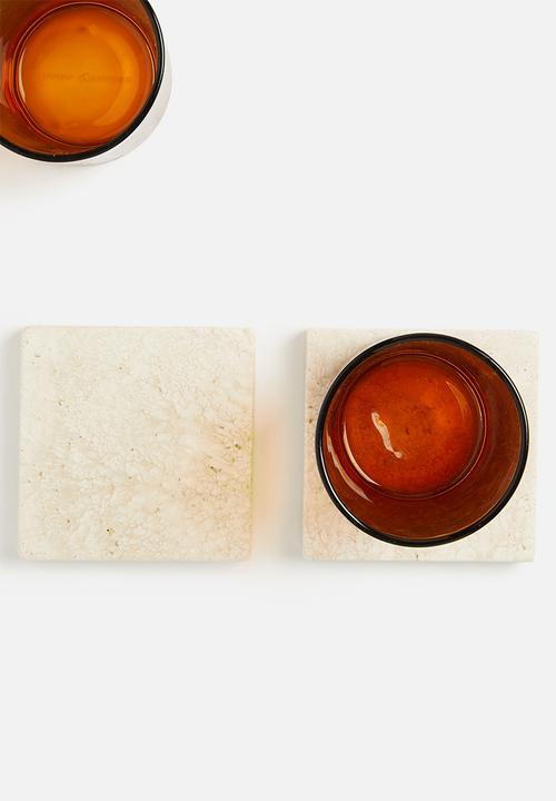 Sixth Floor - Travertine coaster set of 4 - stone