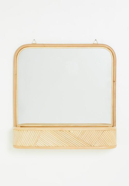 Sixth Floor - Rattan mirror with shelf