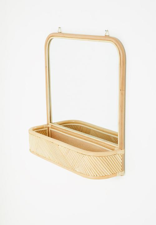 Sixth Floor - Rattan mirror with shelf