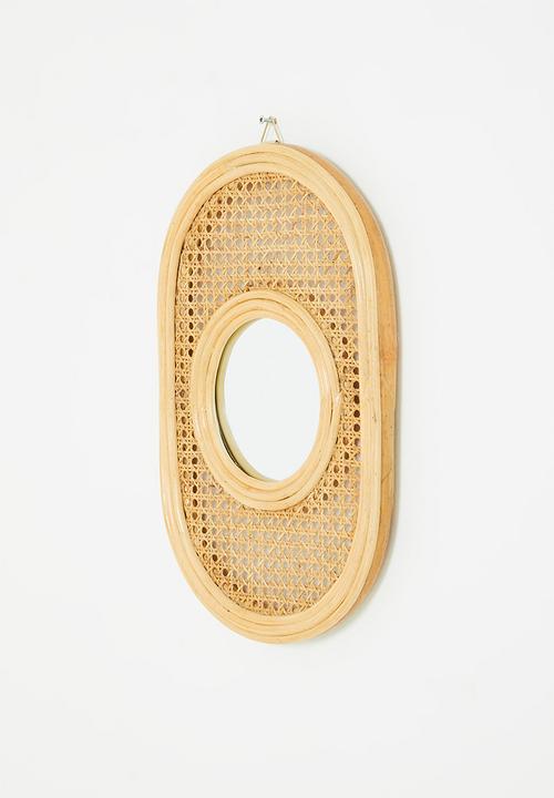 Sixth Floor - Rattan webbing mirror oval