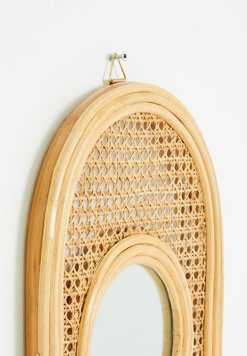 Sixth Floor - Rattan webbing mirror oval