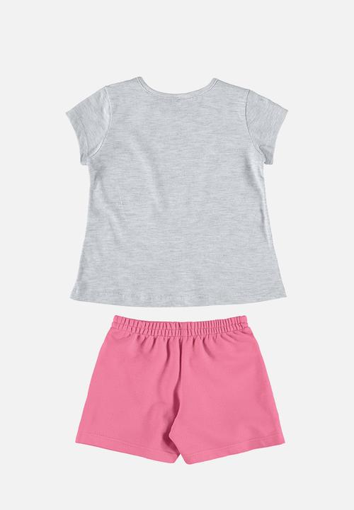 Bee Loop - Blouse and sweatshorts set - grey & pink