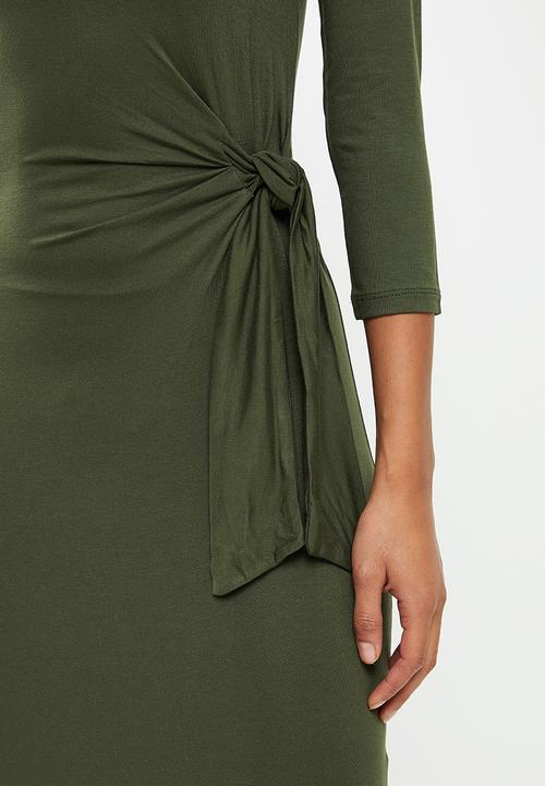 Koton - Long sleeve midi dress - khaki