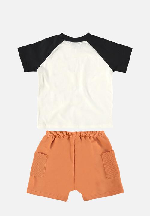 Quimby - Jersey tee and sweat shorts - off white