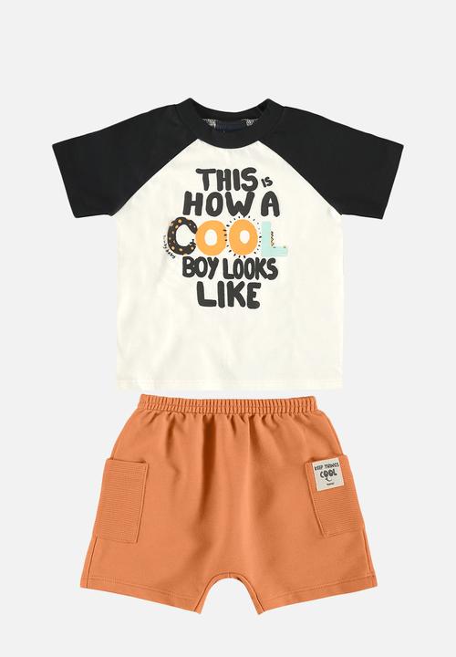 Quimby - Jersey tee and sweat shorts - off white