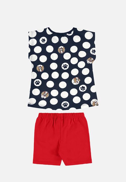 Bee Loop - Blouse and bermuda set - dark blue & red
