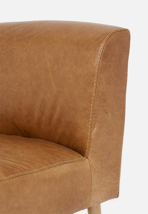 Sixth Floor - Genuine Leather Lounge Chair - Brown