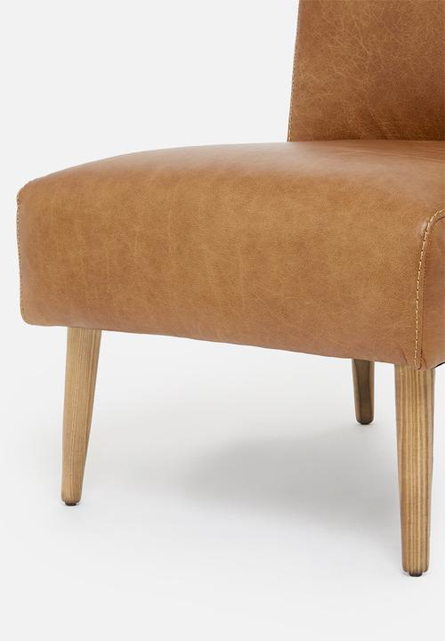 Sixth Floor - Genuine Leather Lounge Chair - Brown