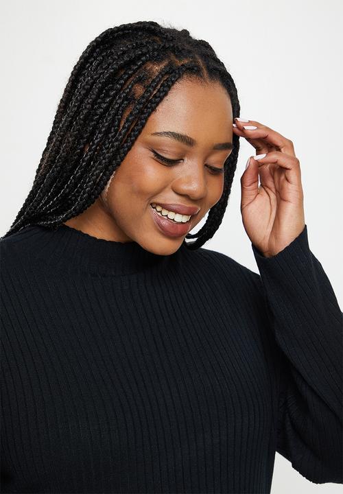 Cotton On - Curve ribbing mock neck pullover - black