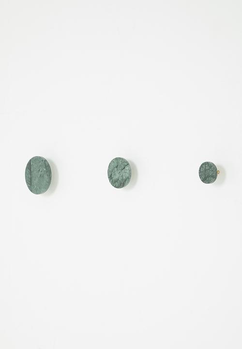 Sixth Floor - Marble wall hooks set of 3 - green