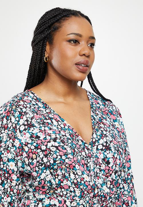 Missguided - Plus floral ruffle hem wrap tiered dress - multi