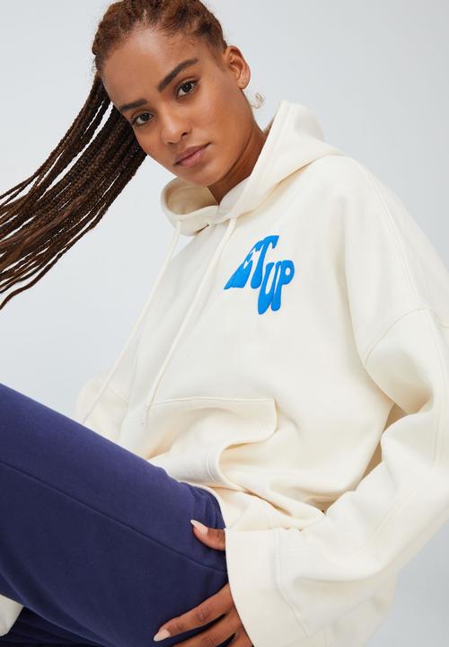 Cotton On - Plush oversized graphic hoodie - coconut milk