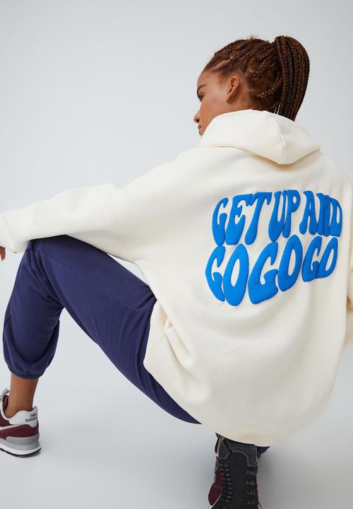 Cotton On - Plush oversized graphic hoodie - coconut milk