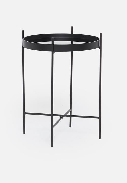 Native Decor - Matt black mirror side table