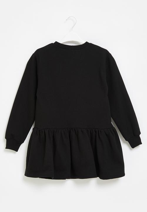 Rebel Republic - Plain tiered fleece dress - black