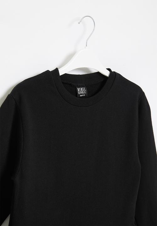 Rebel Republic - Plain tiered fleece dress - black