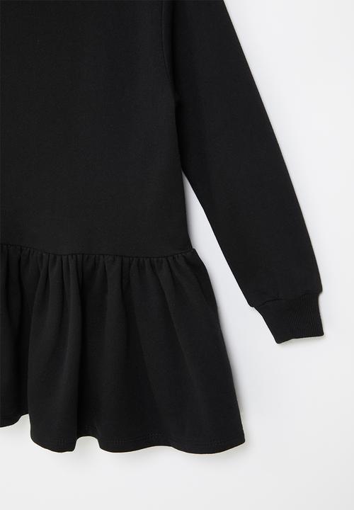 Rebel Republic - Plain tiered fleece dress - black