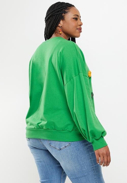 Me&B - Plus flower detail sweatshirt - green