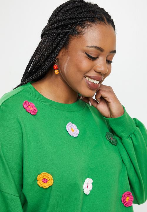 Me&B - Plus flower detail sweatshirt - green