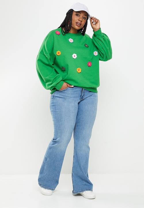 Me&B - Plus flower detail sweatshirt - green