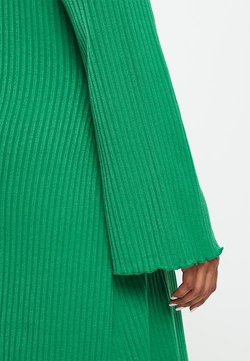Me&B - Plus ribbed long sleeve maxi dress - green