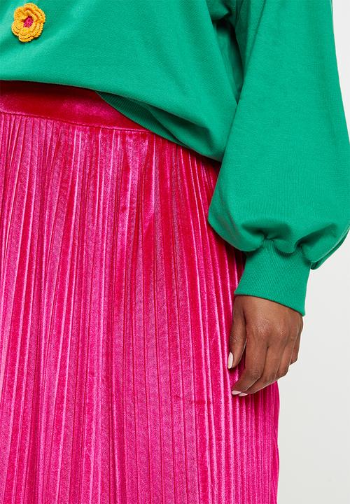 Me&B - Plus velvet maxi skirt - pink