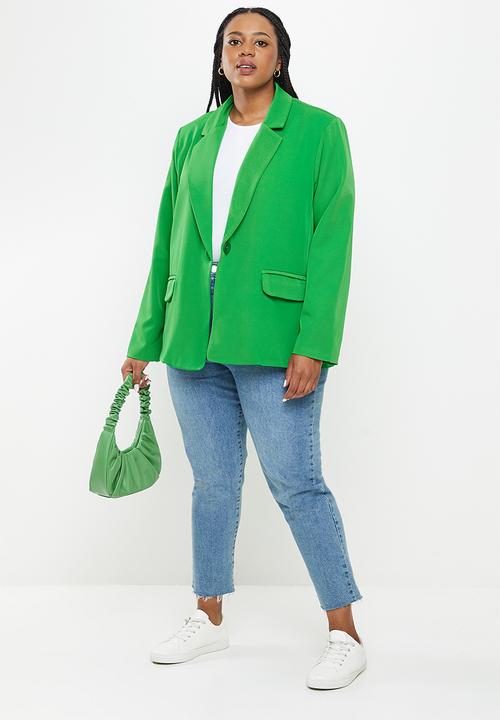 Me&B - Plus button long blazer - green