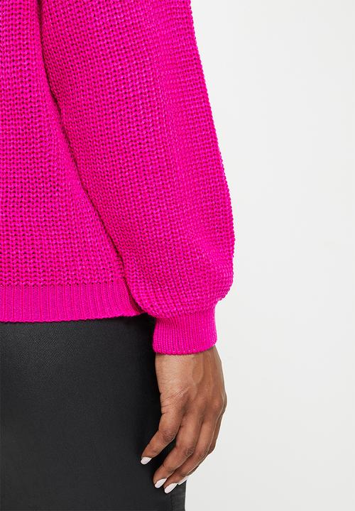 Me&B - Plus collar cardigan plain - fuschia