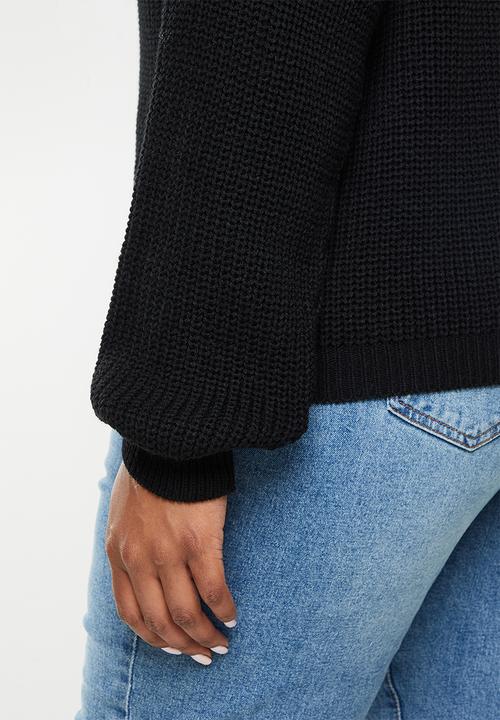 Me&B - Plus collar cardigan plain - black