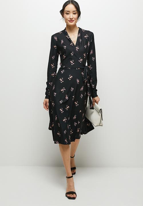 MILLA - Wrap midi dress - spaced floral