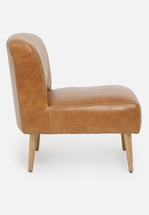 Sixth Floor - Genuine Leather Lounge Chair - Brown