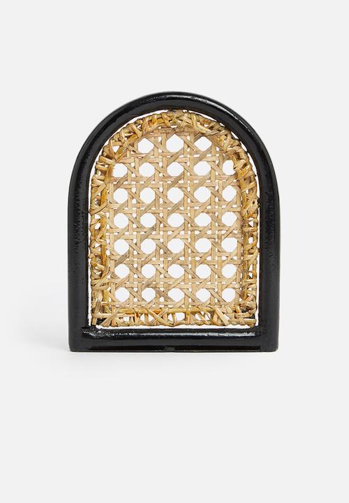 Sixth Floor - Rattan and metal bookend - black
